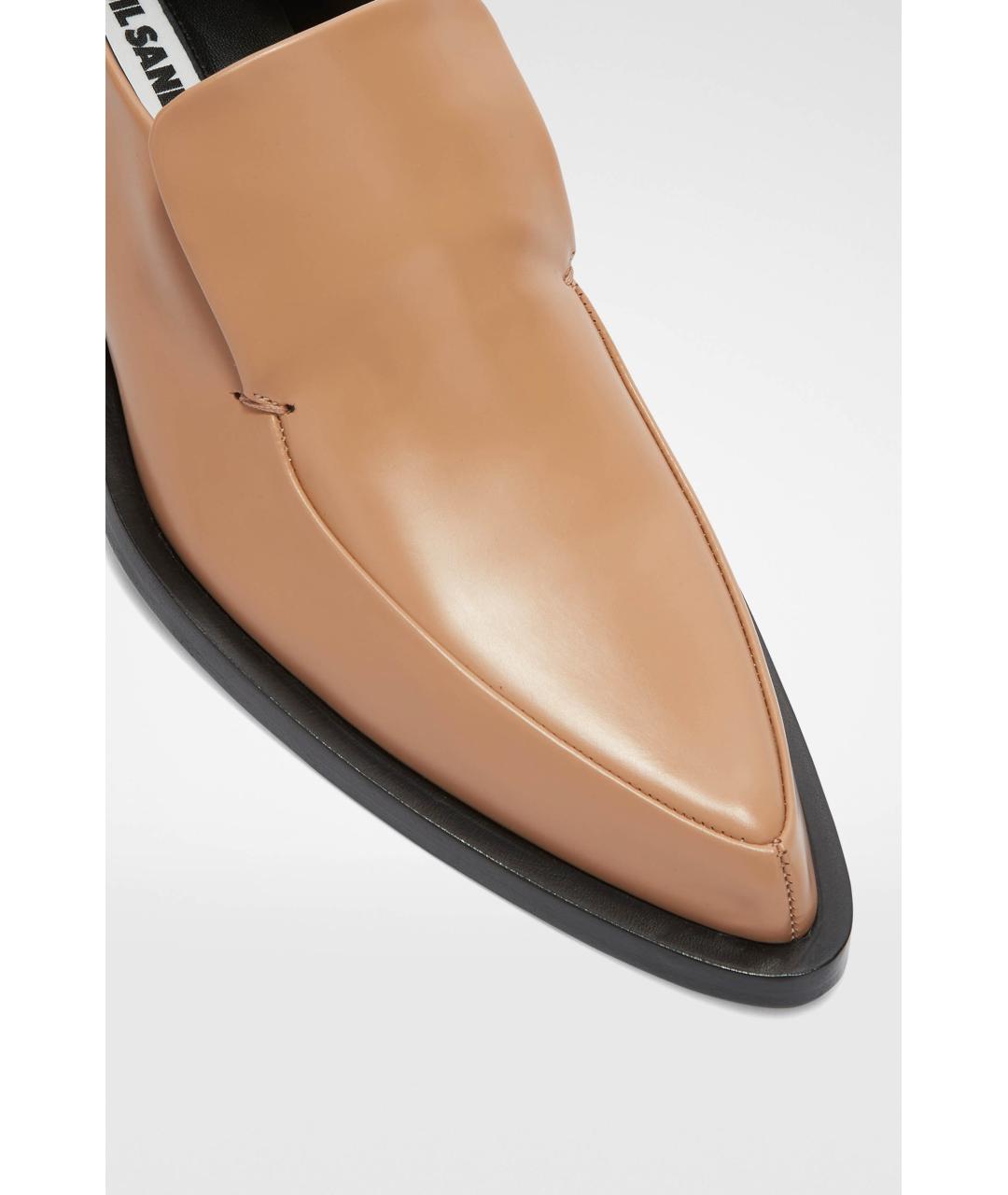 JIL SANDER Бежевые кожаные лоферы, фото 5