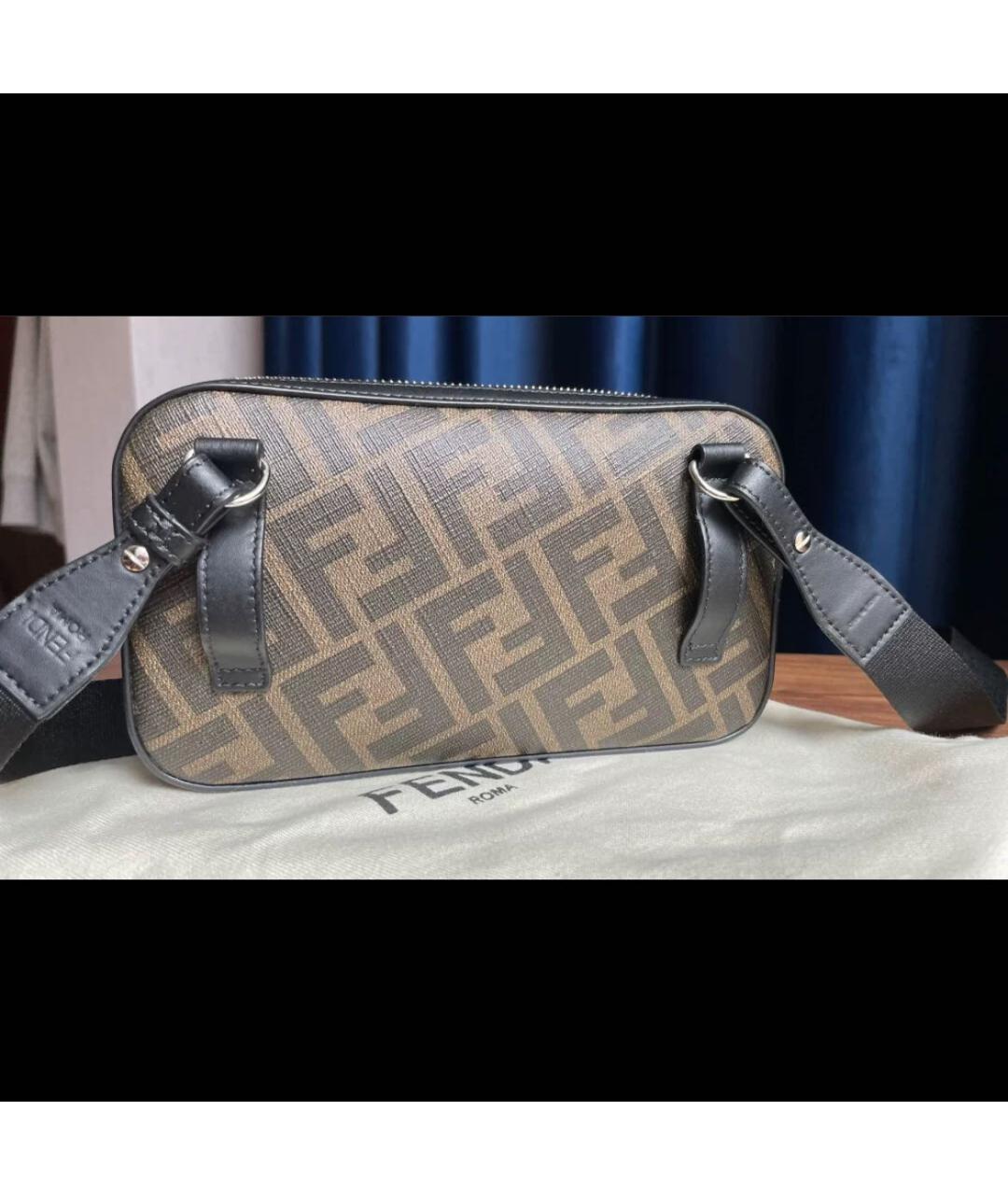FENDI Коричневая кожаная сумка через плечо, фото 2