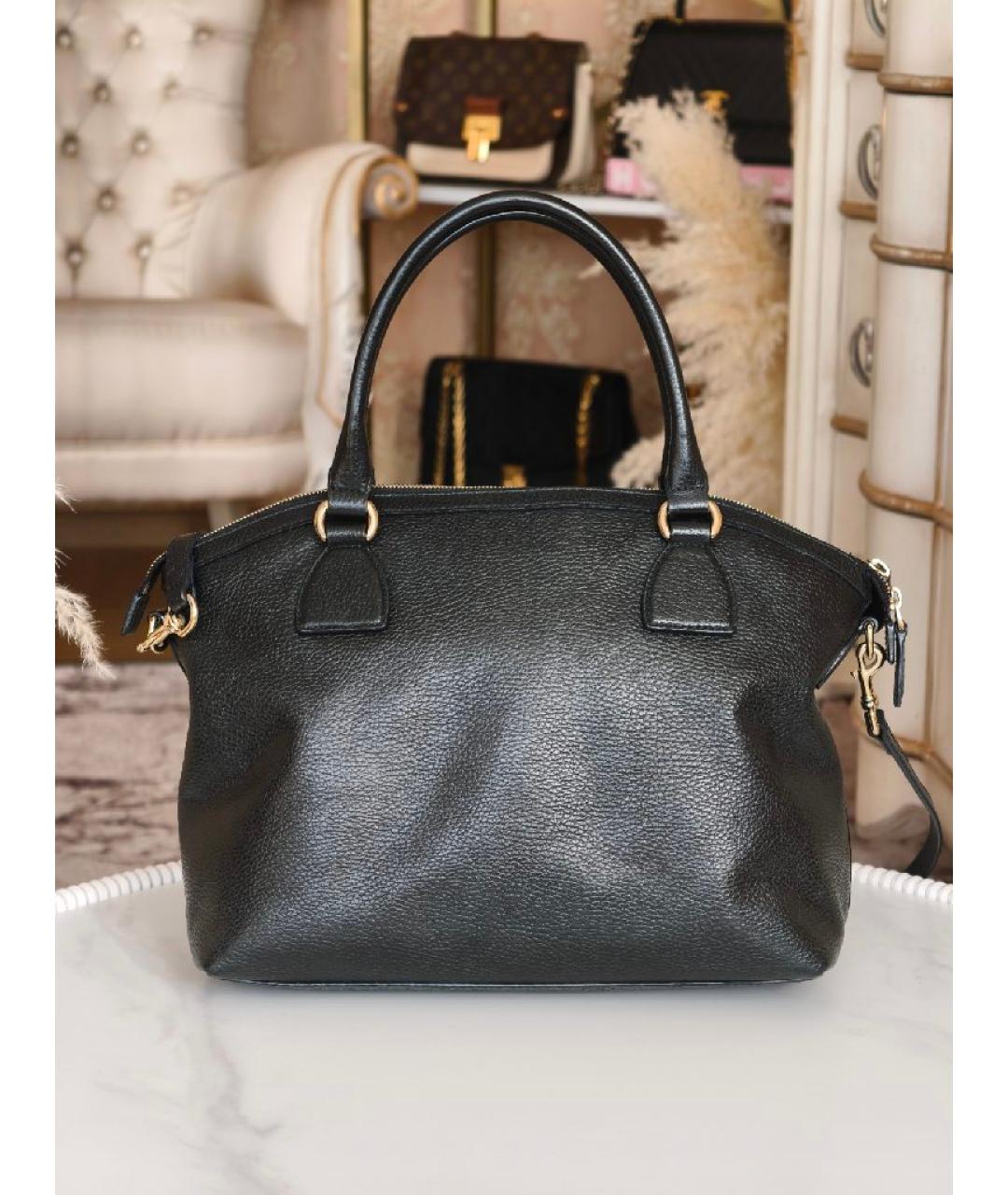 GUCCI Черная кожаная сумка с короткими ручками, фото 3