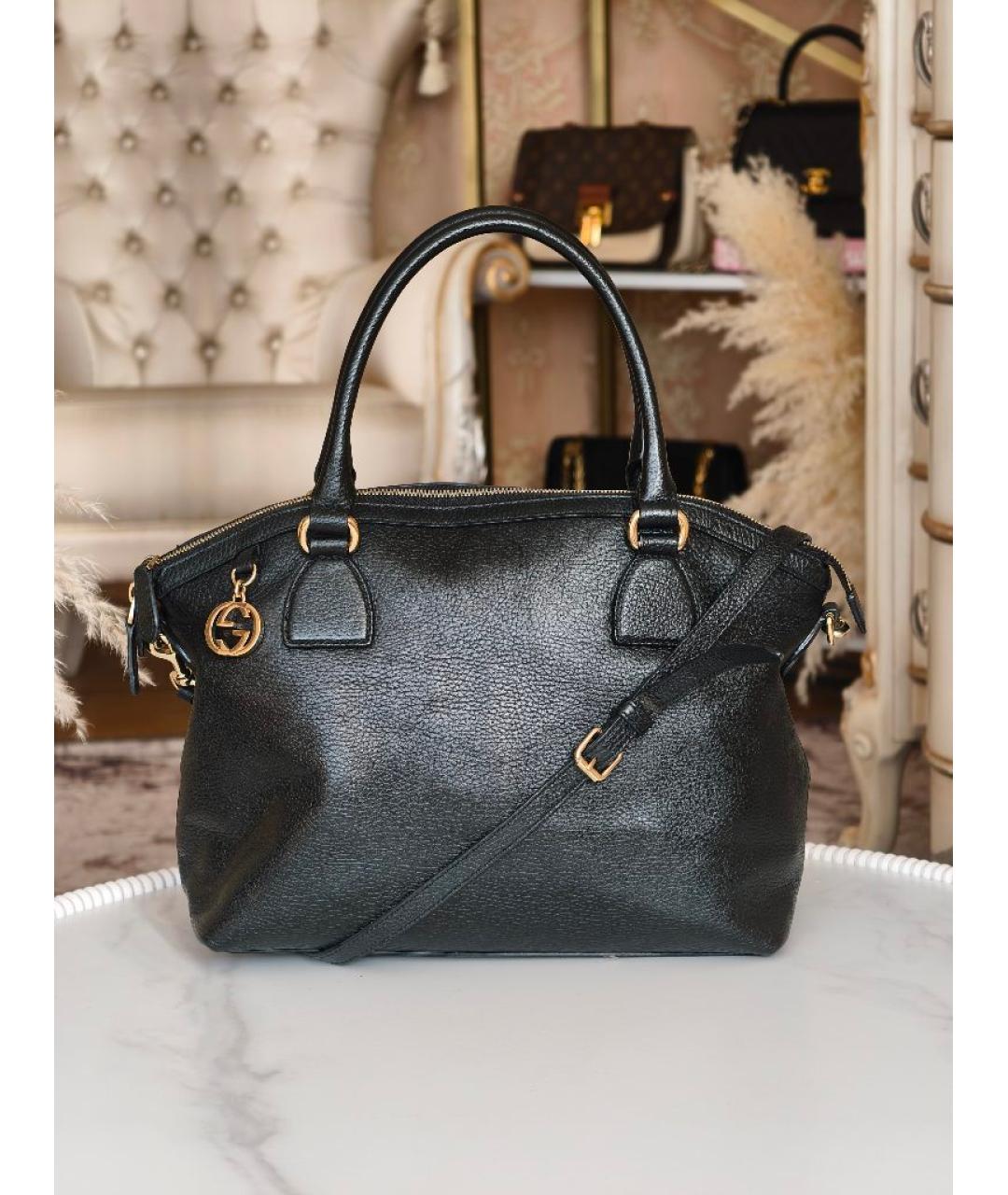 GUCCI Черная кожаная сумка с короткими ручками, фото 9