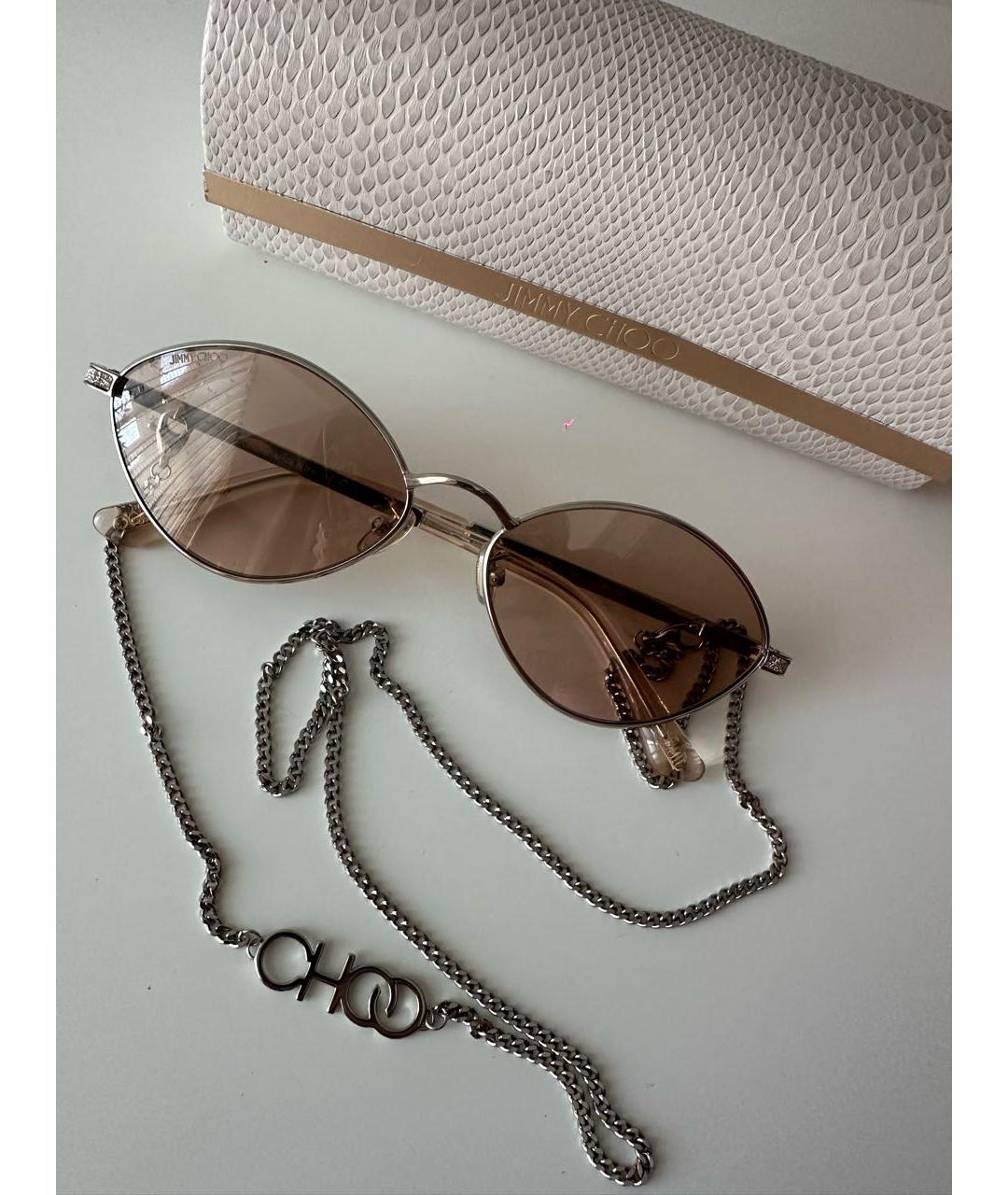 JIMMY CHOO Бежевые металлические солнцезащитные очки, фото 2