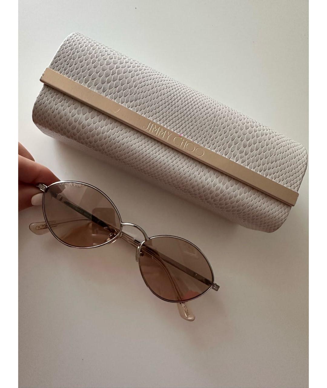 JIMMY CHOO Бежевые металлические солнцезащитные очки, фото 3