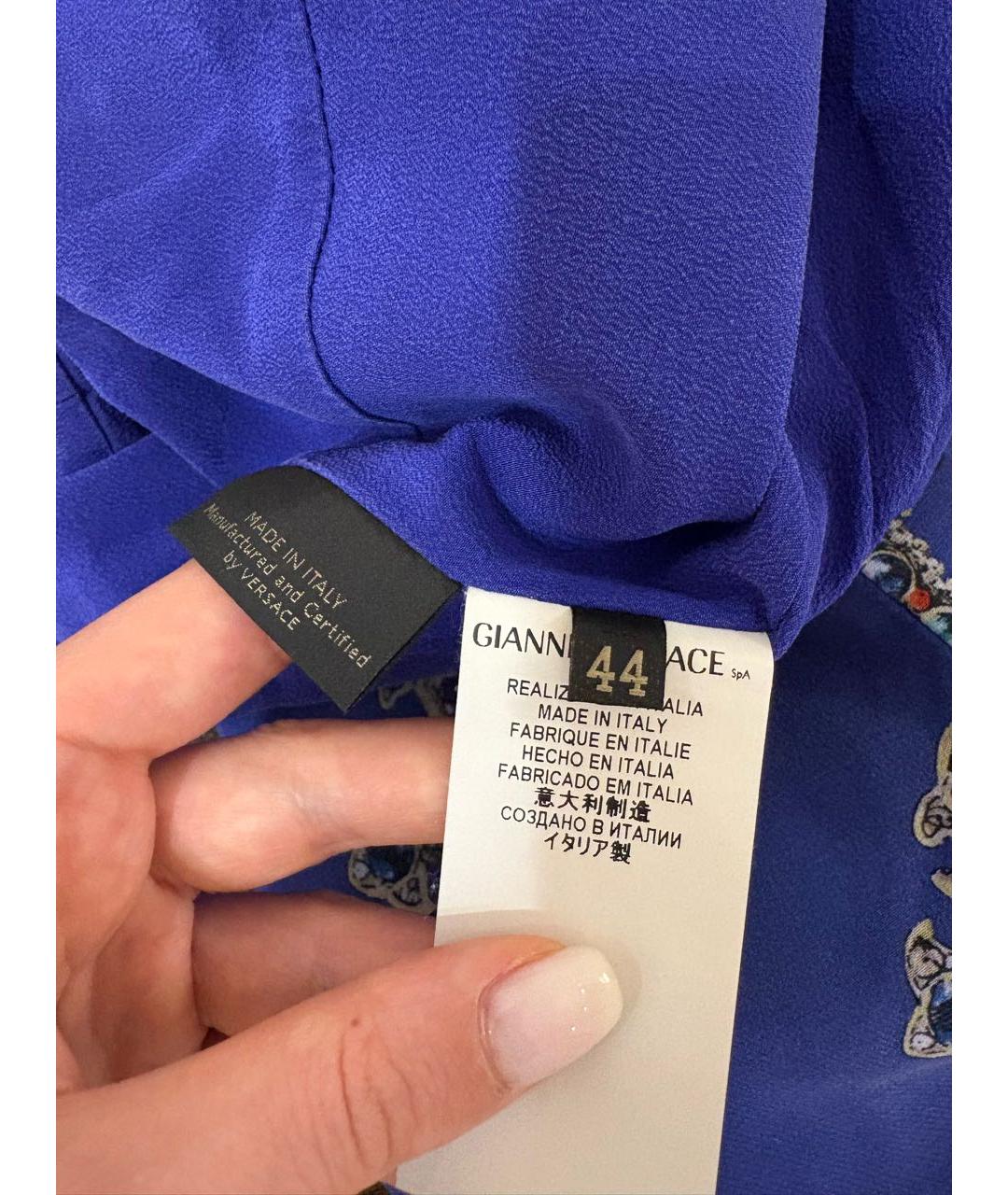 VERSACE Синее хлопковое коктейльное платье, фото 4