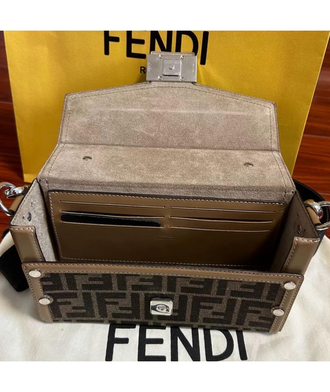 FENDI Коричневая сумка с короткими ручками, фото 4