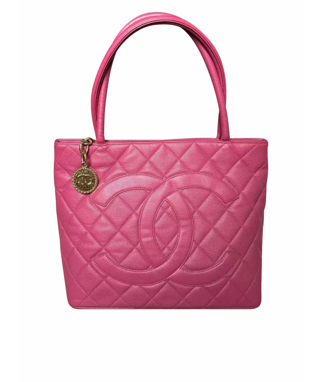 CHANEL Фуксия кожаная сумка тоут, фото 1