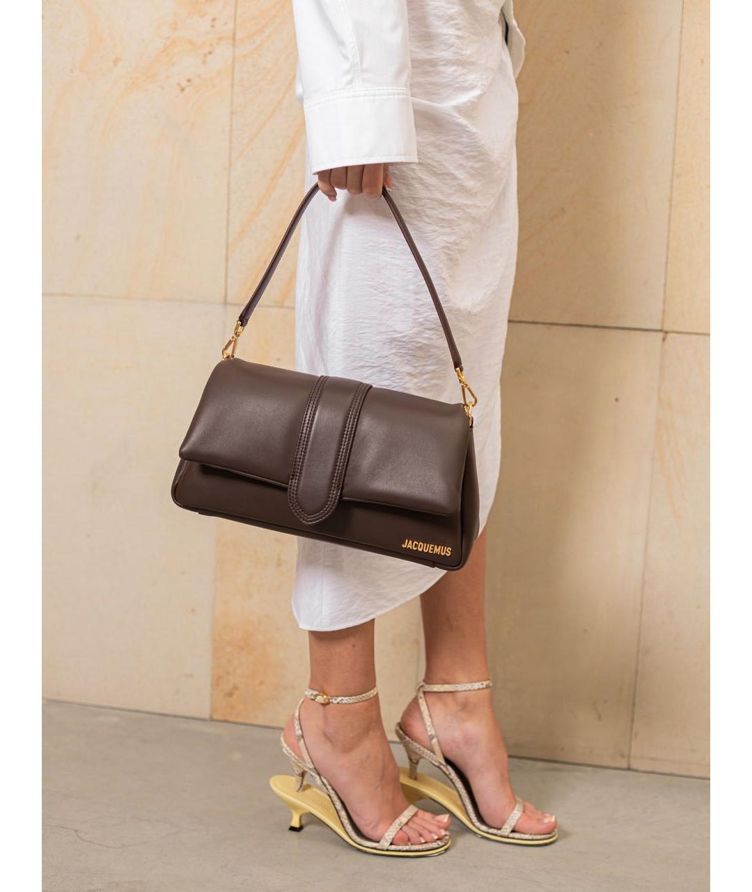 JACQUEMUS Коричневая кожаная сумка на плечо, фото 7
