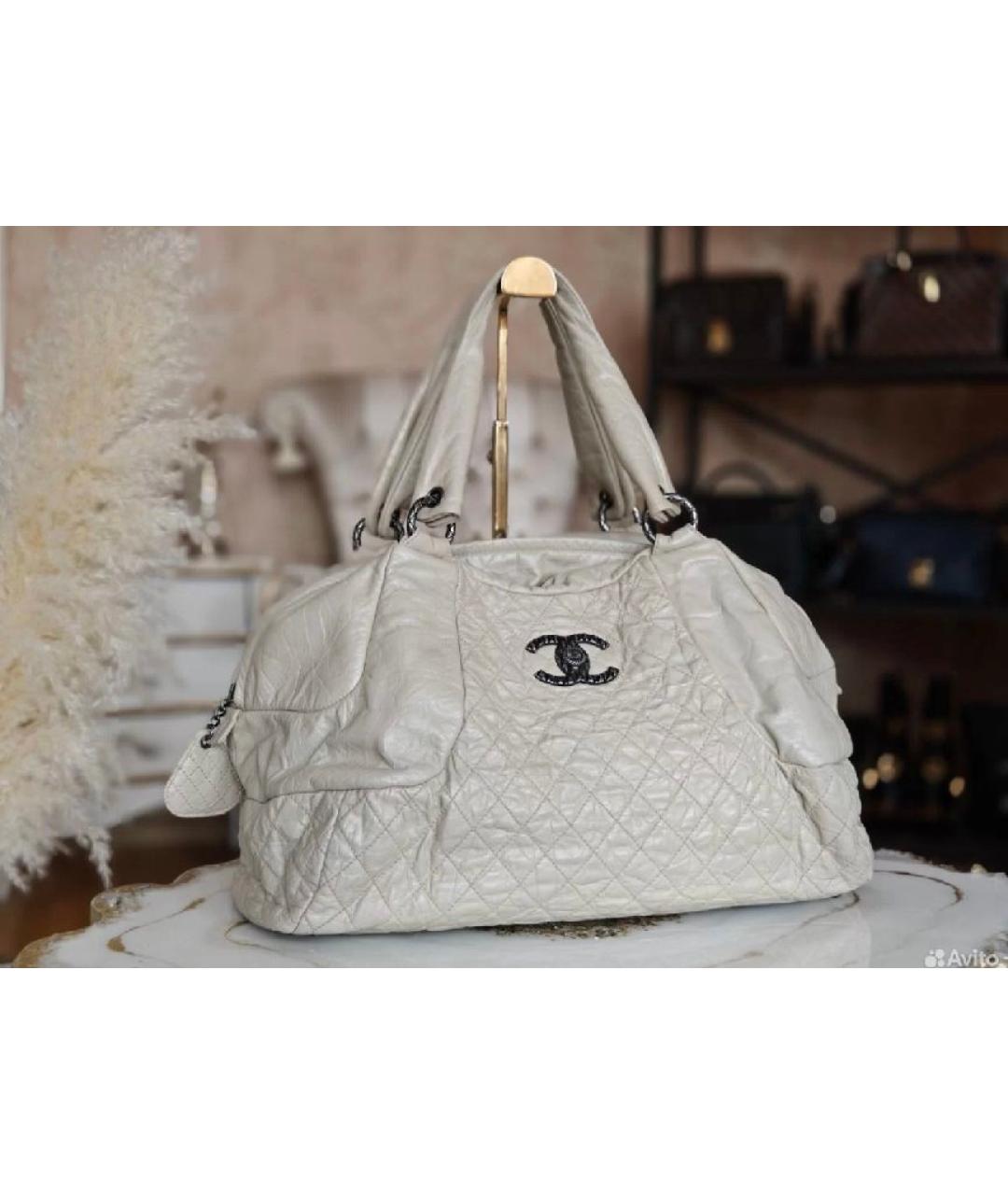 CHANEL Бежевая кожаная сумка тоут, фото 2