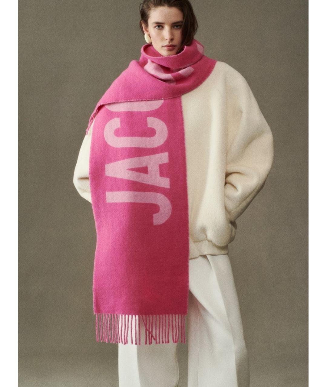JACQUEMUS Розовый шерстяной шарф, фото 2