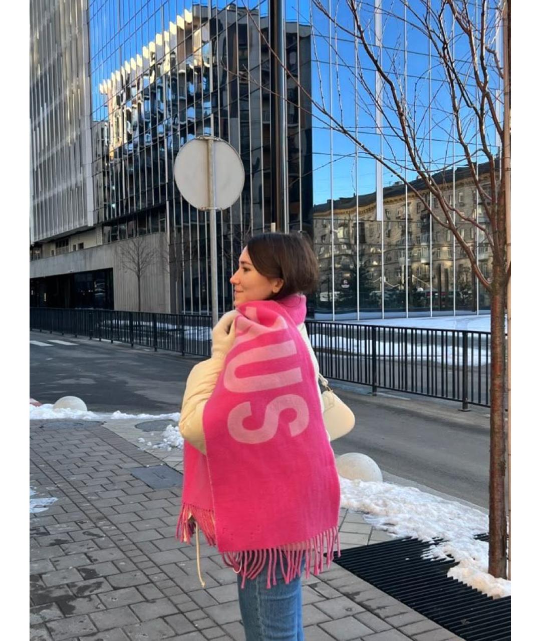 JACQUEMUS Розовый шерстяной шарф, фото 7