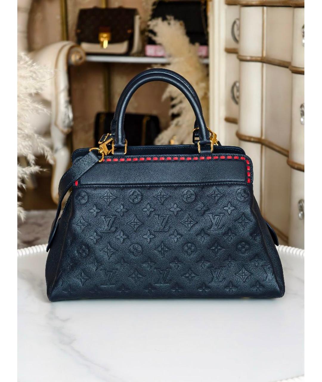 LOUIS VUITTON Темно-синяя кожаная сумка с короткими ручками, фото 3
