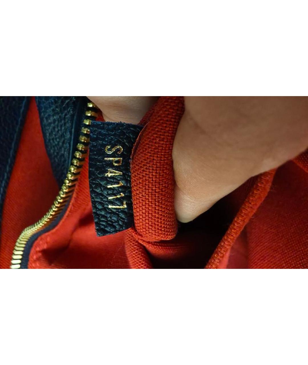 LOUIS VUITTON Темно-синяя кожаная сумка с короткими ручками, фото 4