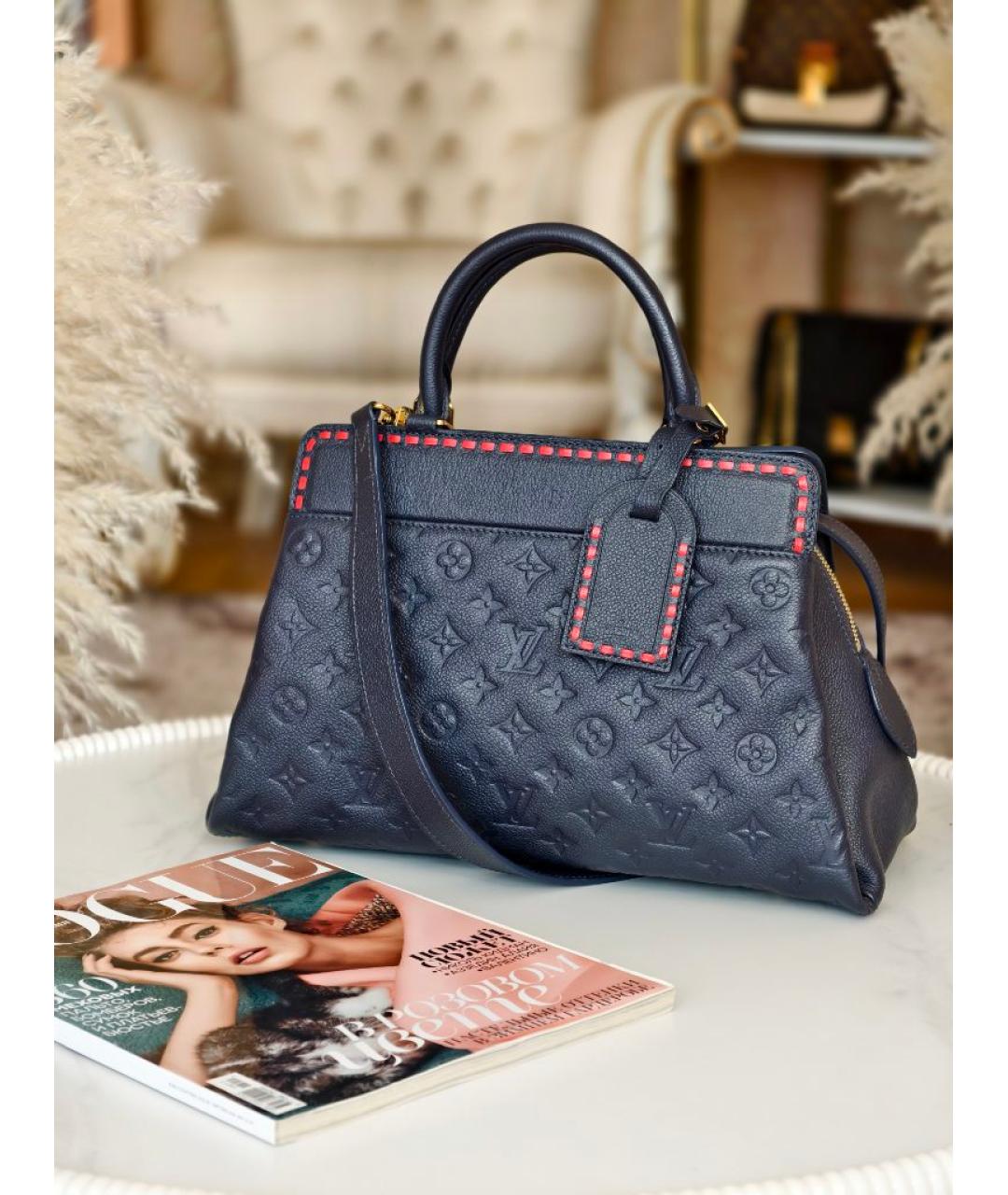 LOUIS VUITTON Темно-синяя кожаная сумка с короткими ручками, фото 2