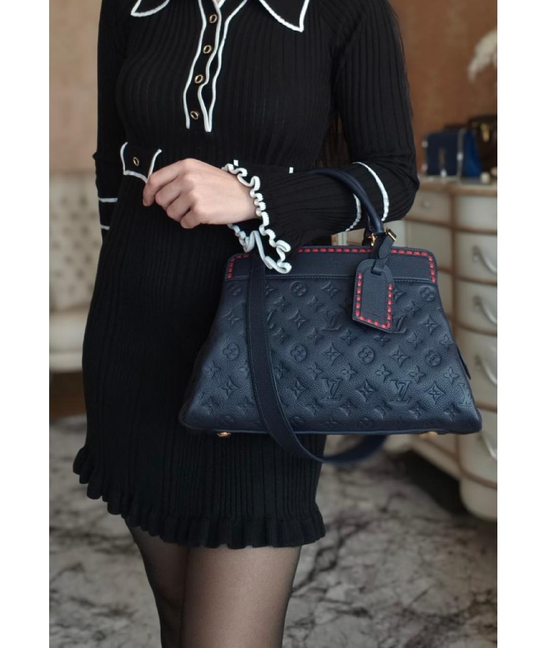 LOUIS VUITTON Темно-синяя кожаная сумка с короткими ручками, фото 8