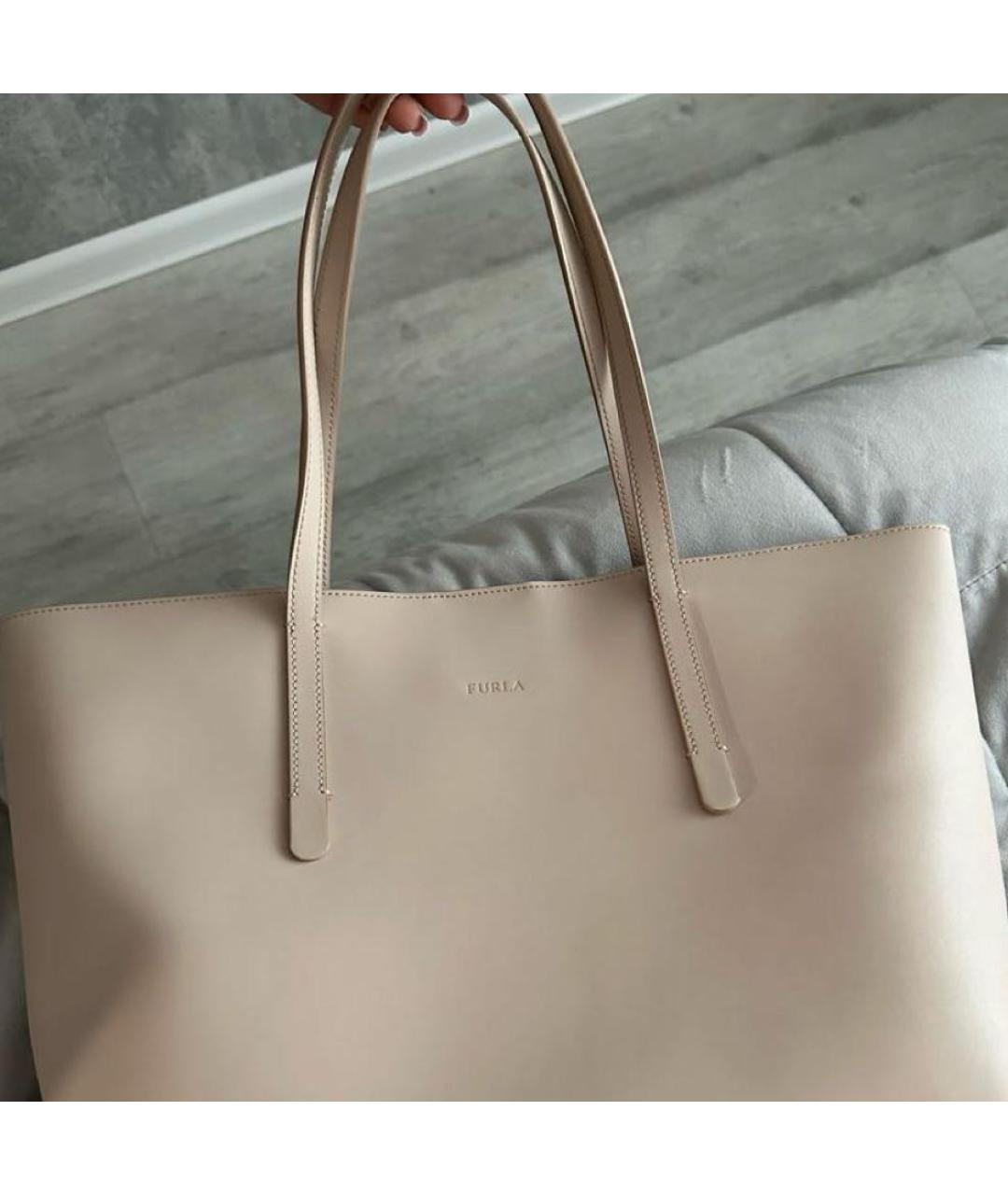 FURLA Бежевая кожаная сумка тоут, фото 6