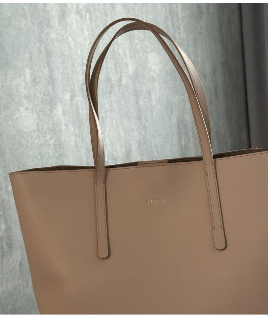 FURLA Бежевая кожаная сумка тоут, фото 7
