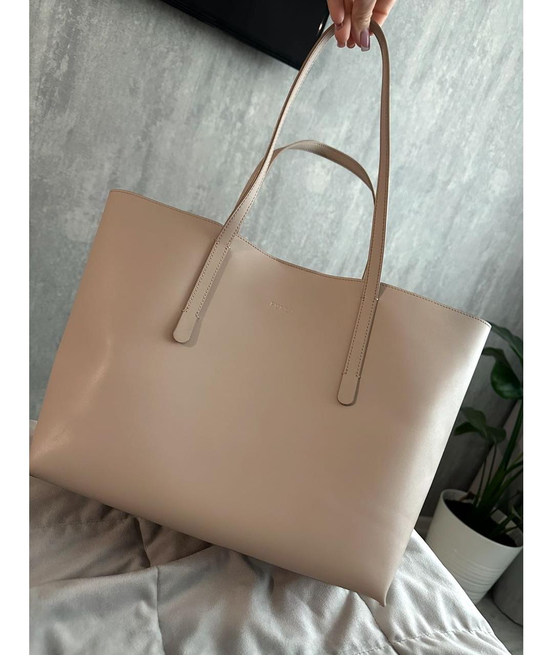 FURLA Бежевая кожаная сумка тоут, фото 8