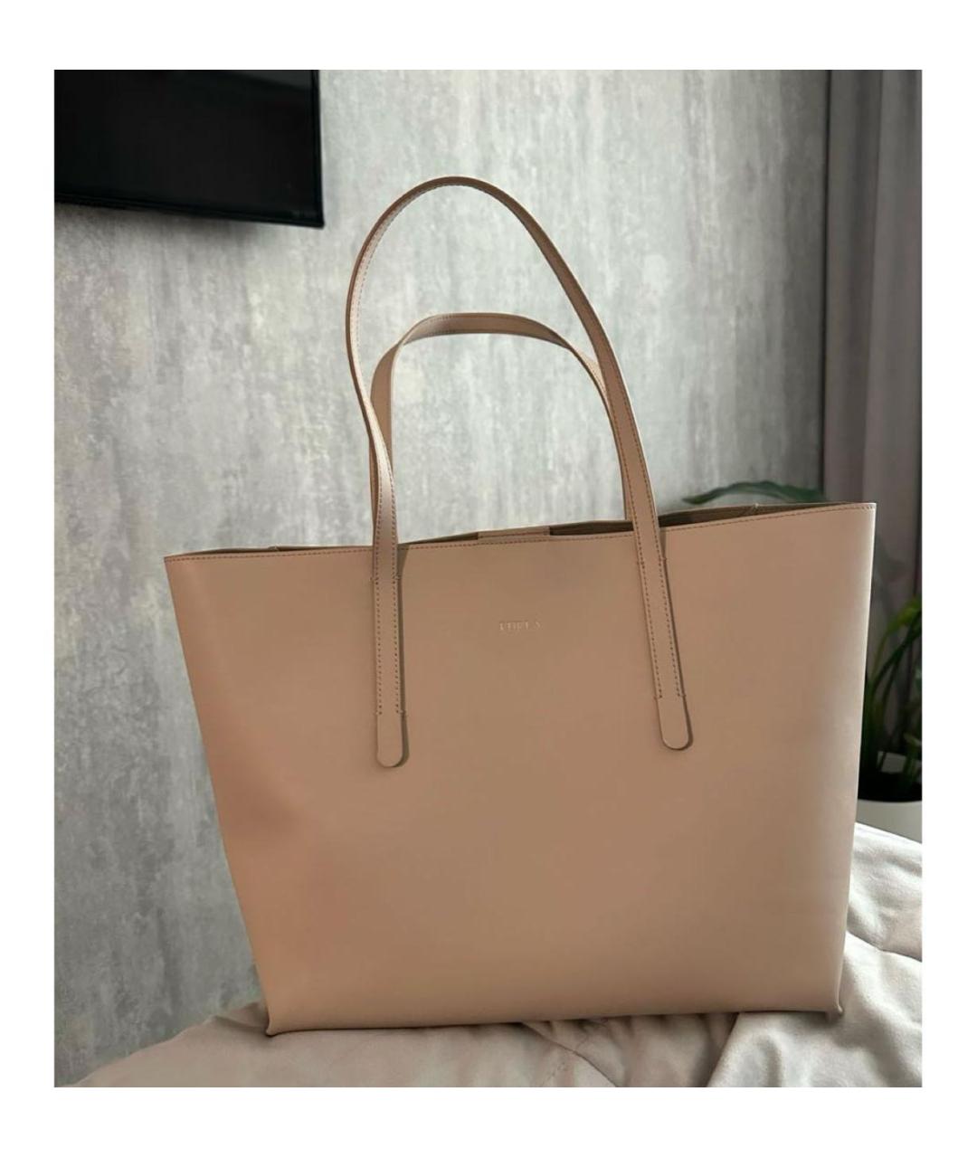 FURLA Бежевая кожаная сумка тоут, фото 3