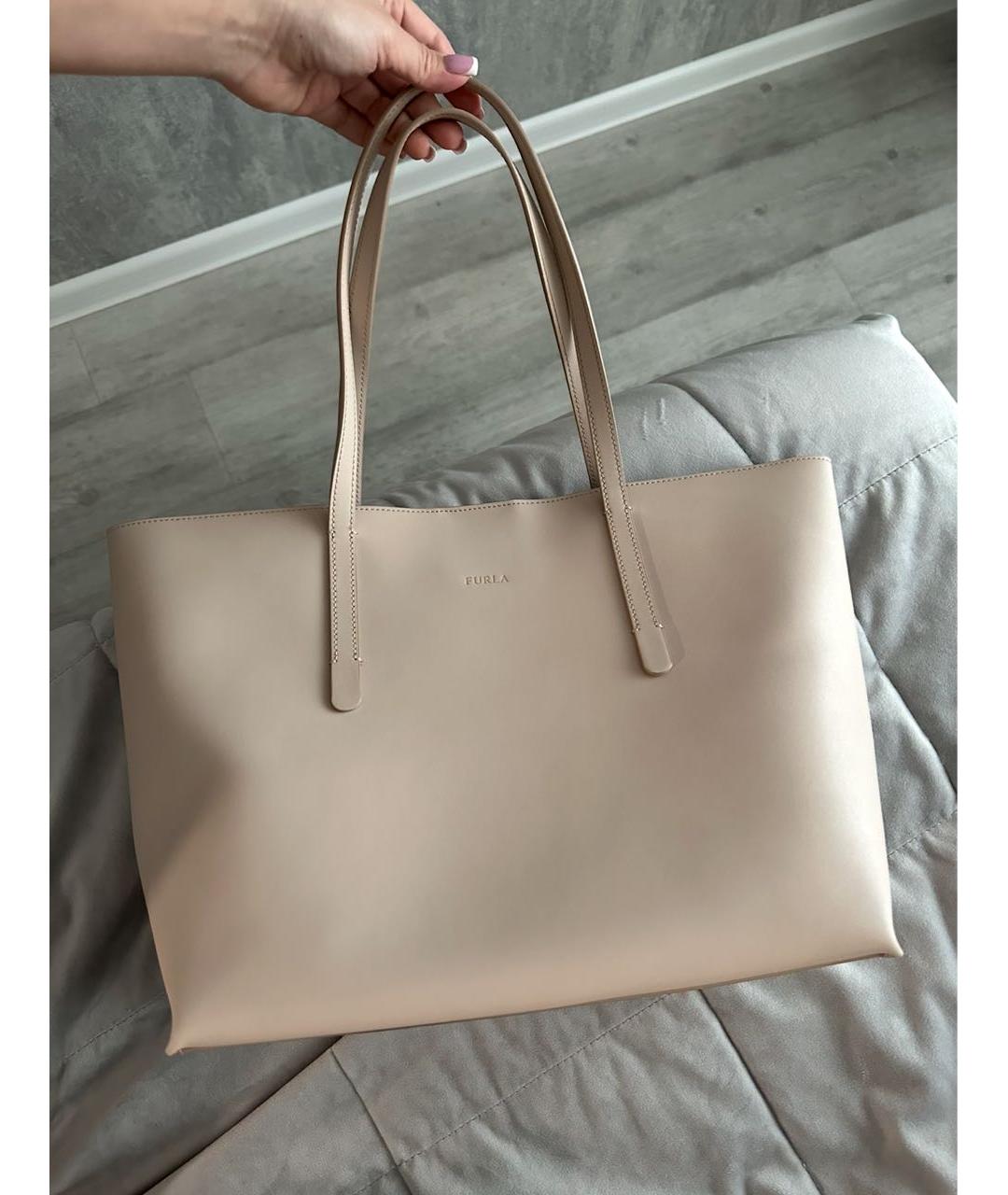 FURLA Бежевая кожаная сумка тоут, фото 2