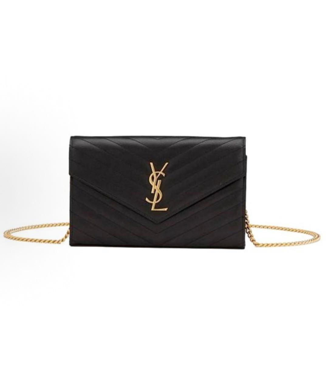 SAINT LAURENT Черная кожаная сумка через плечо, фото 4
