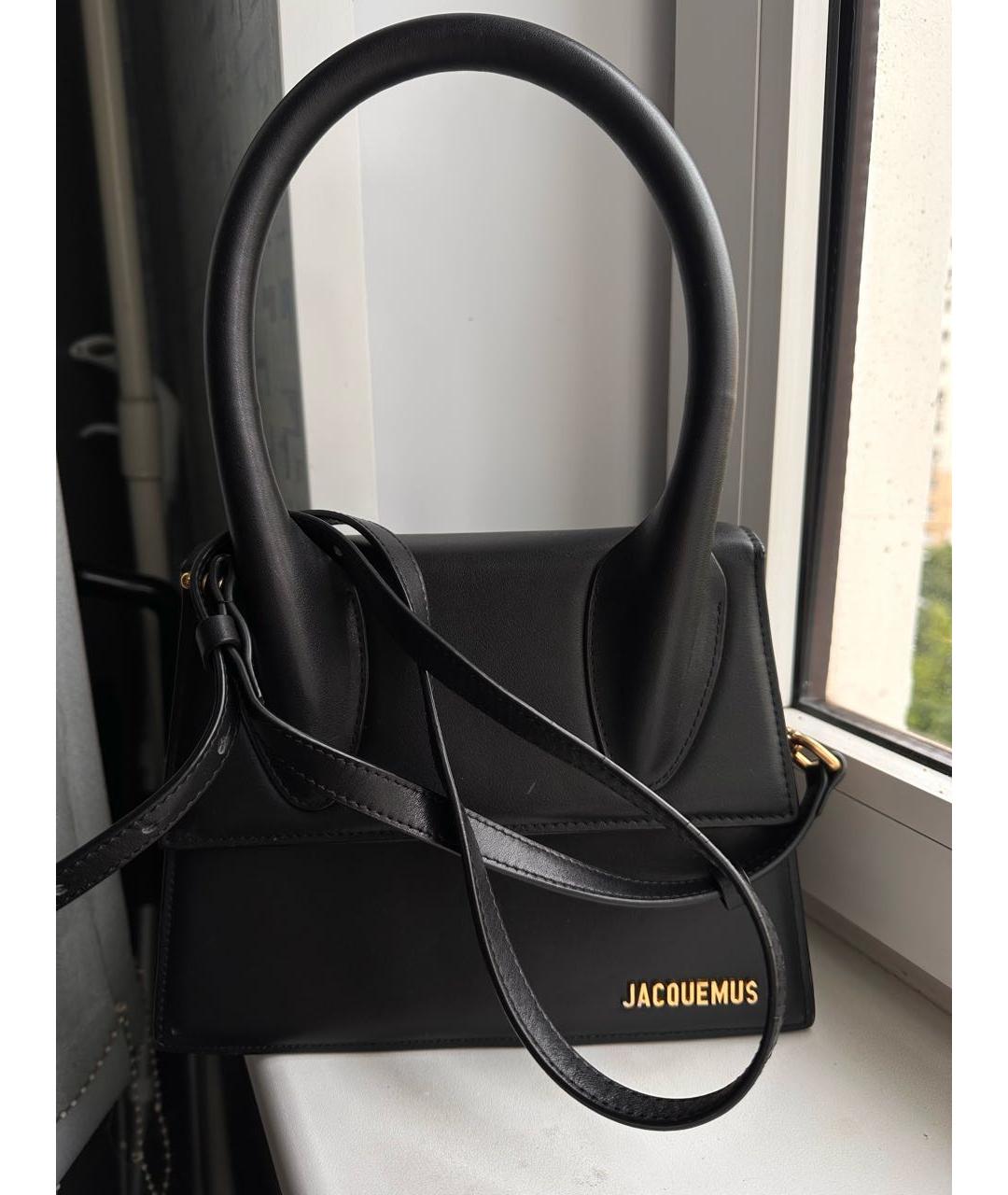 JACQUEMUS Черная кожаная сумка через плечо, фото 9