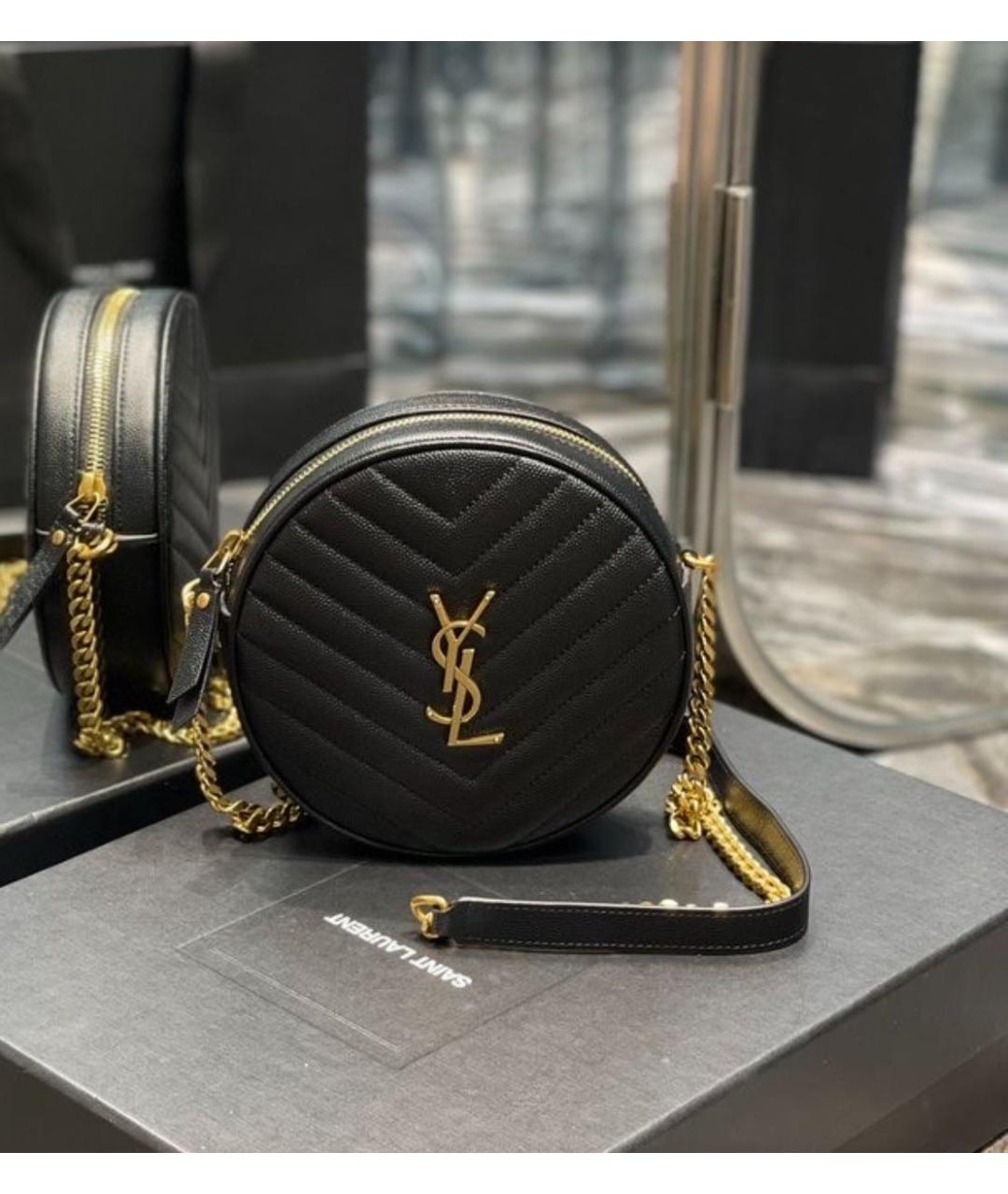SAINT LAURENT Черная кожаная сумка через плечо, фото 3