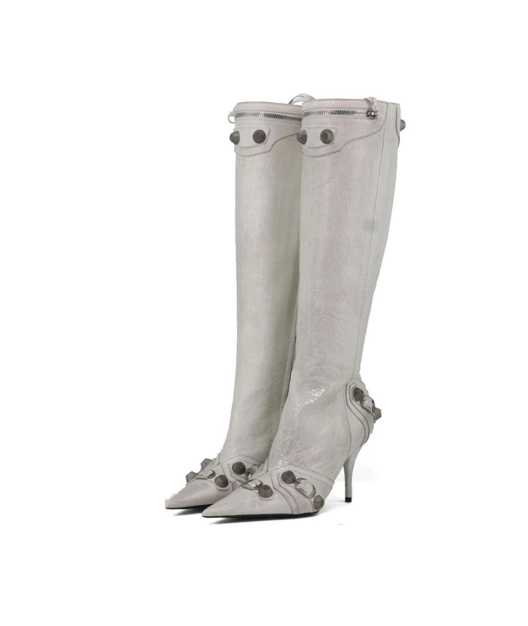 BALENCIAGA Серебряные кожаные сапоги, фото 9