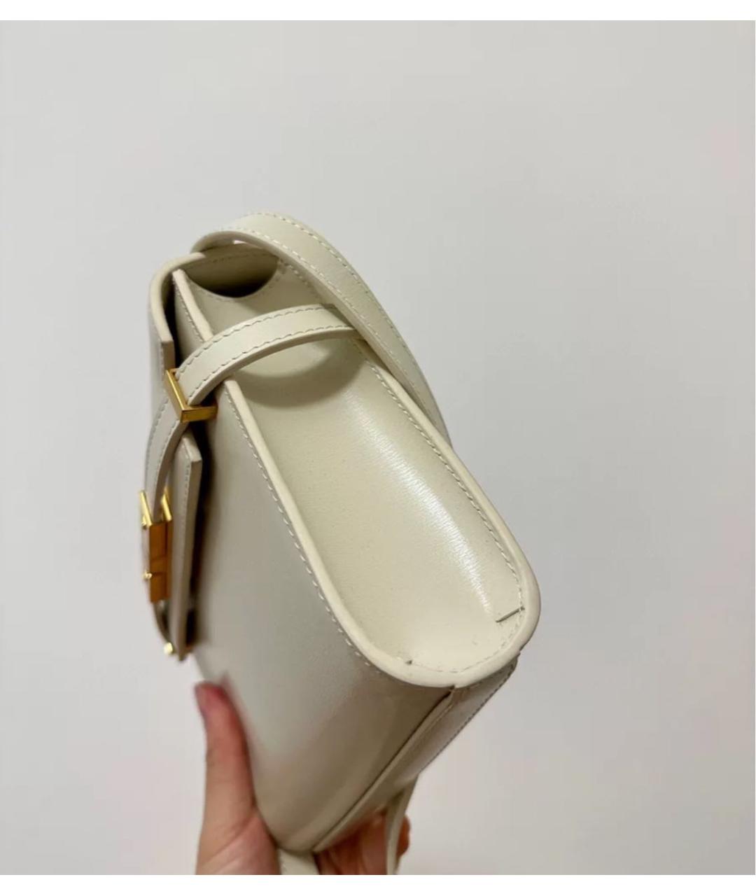 SAINT LAURENT Бежевая кожаная сумка через плечо, фото 2