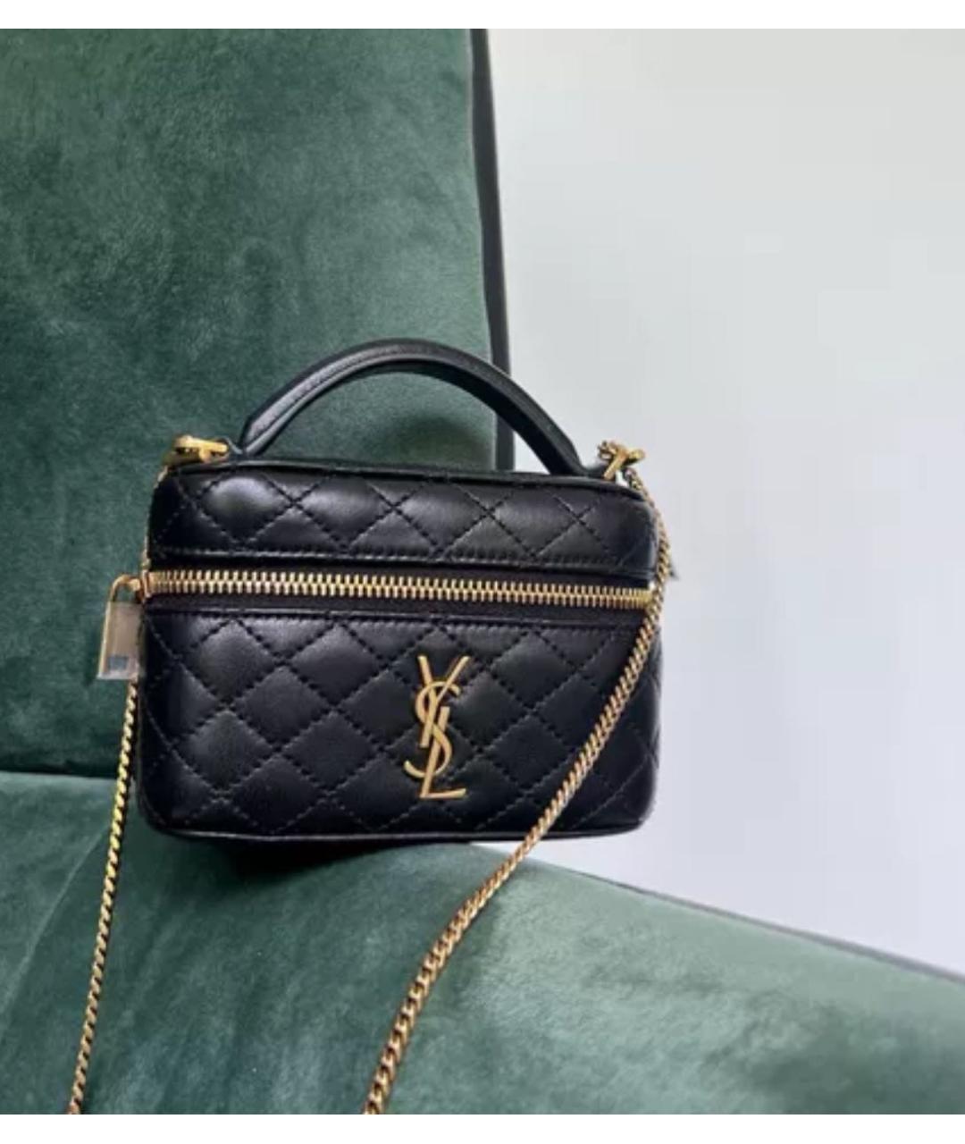SAINT LAURENT Черная кожаная сумка через плечо, фото 3