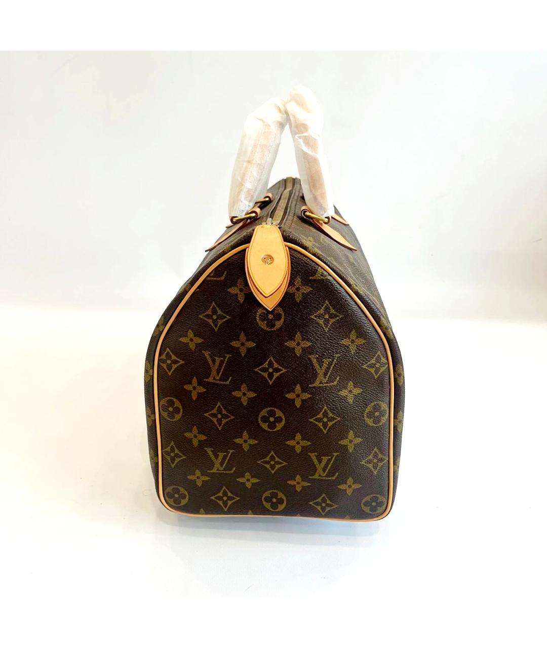 LOUIS VUITTON Коричневая кожаная сумка с короткими ручками, фото 4