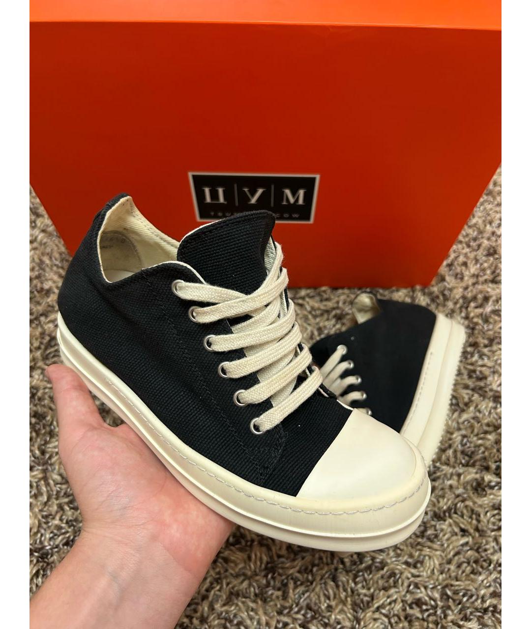 RICK OWENS DRKSHDW Черные текстильные кеды, фото 2