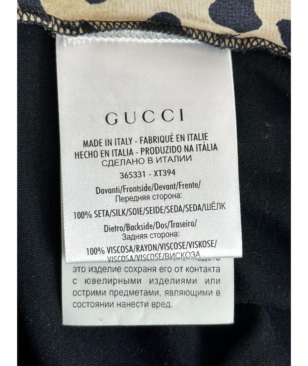 GUCCI Черная шелковая футболка, фото 5