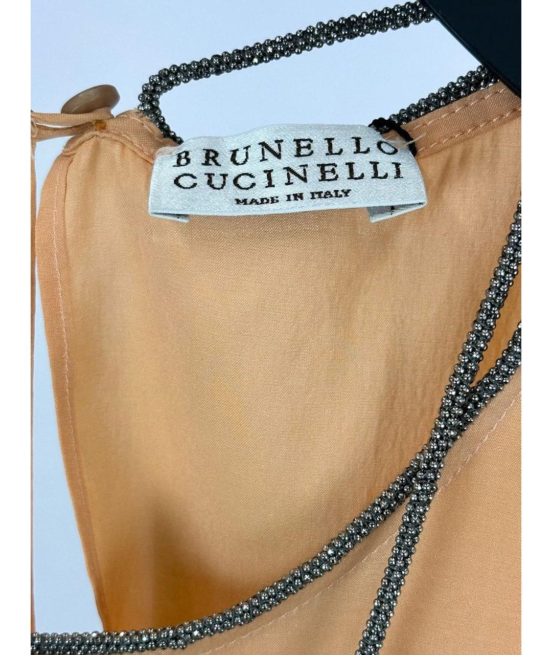 BRUNELLO CUCINELLI Оранжевая шелковая футболка, фото 3