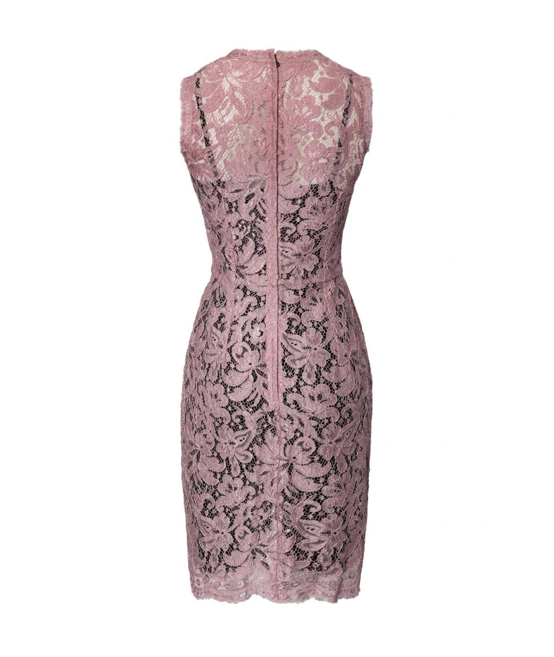 DOLCE&GABBANA Розовое кружевное повседневное платье, фото 2