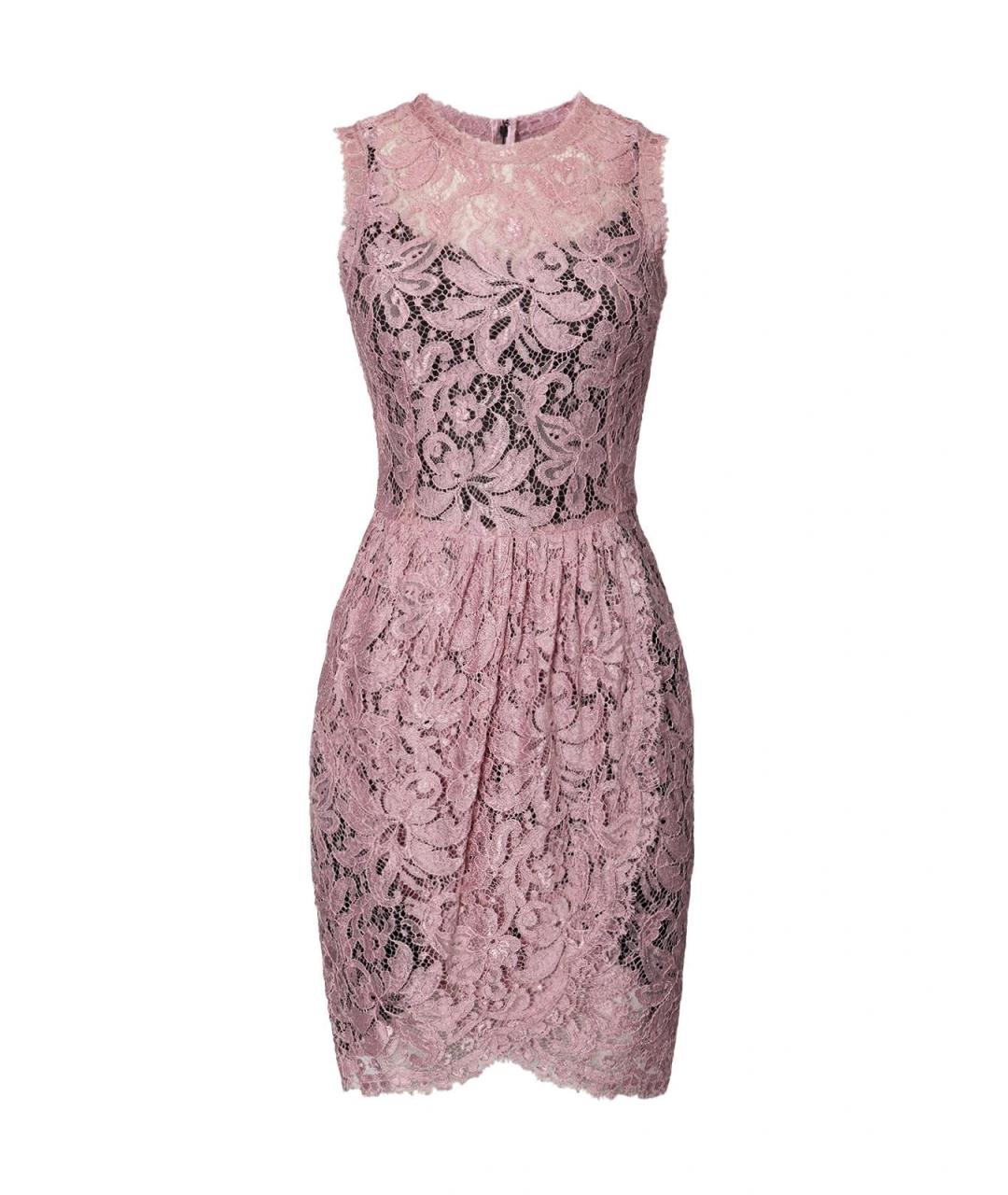 DOLCE&GABBANA Розовое кружевное повседневное платье, фото 1