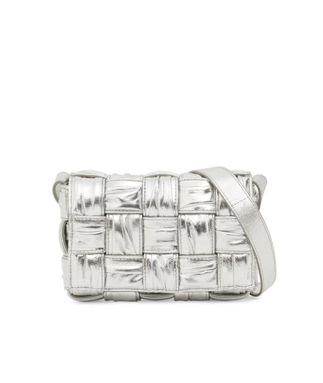 BOTTEGA VENETA Серебряная кожаная сумка через плечо, фото 1