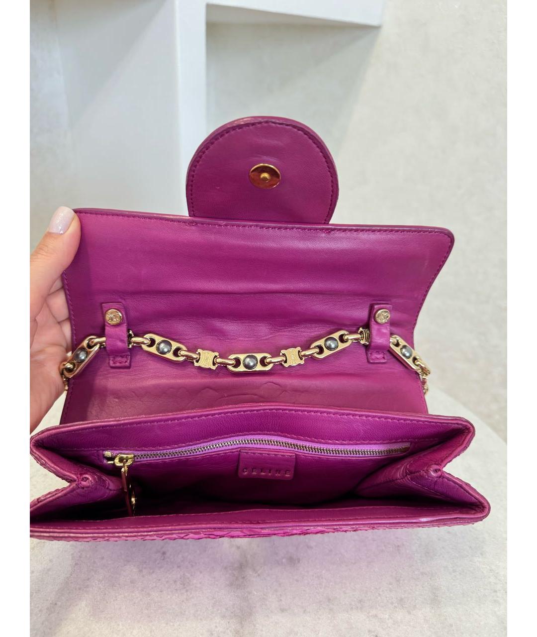 CELINE Фуксия сумка через плечо из экзотической кожи, фото 8