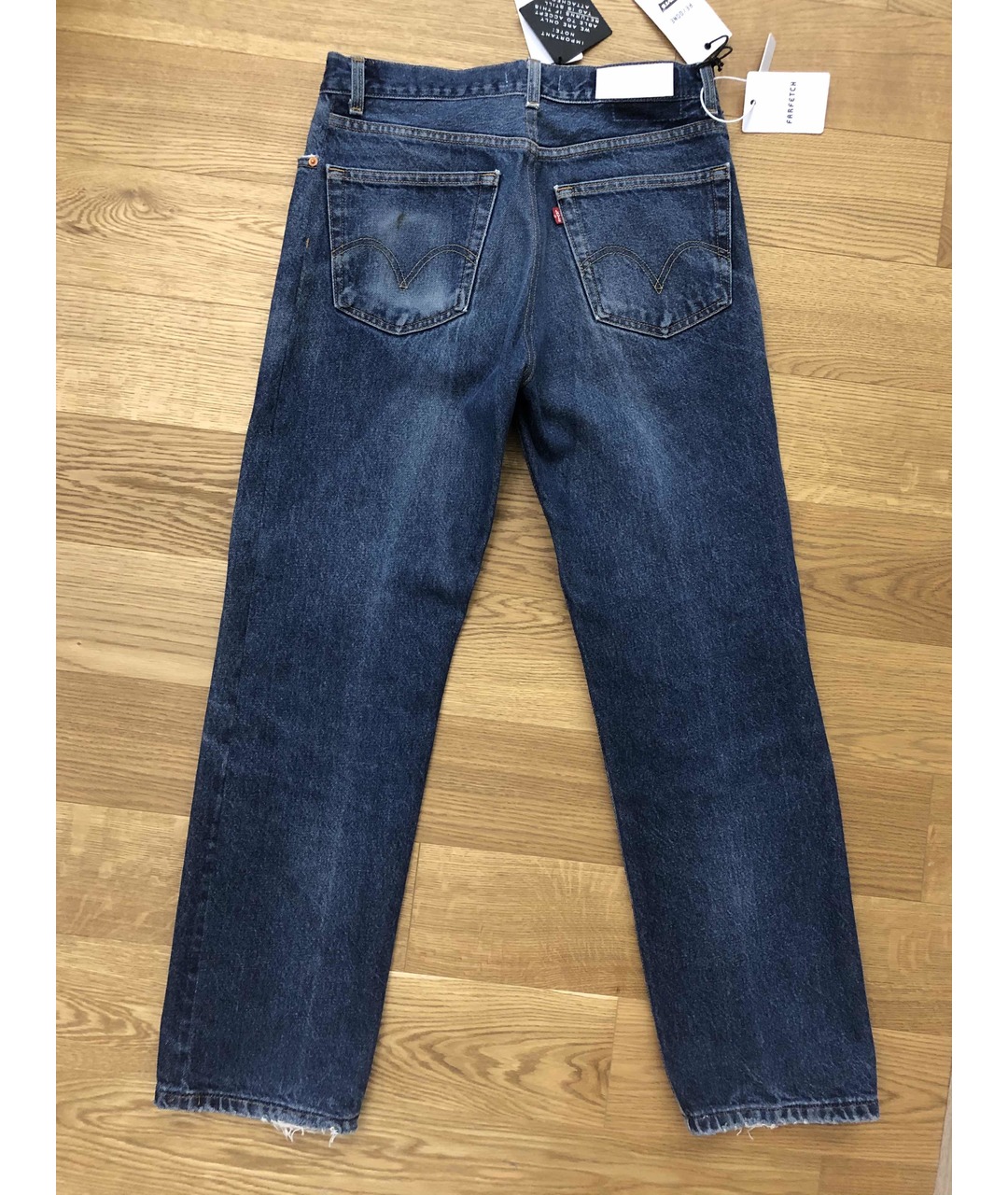 RE/DONE Синие хлопковые прямые джинсы, фото 4