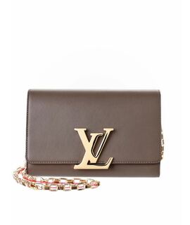 Сумка тоут LOUIS VUITTON PRE-OWNED Taupe Brown Leather Chain Louise GM Bag