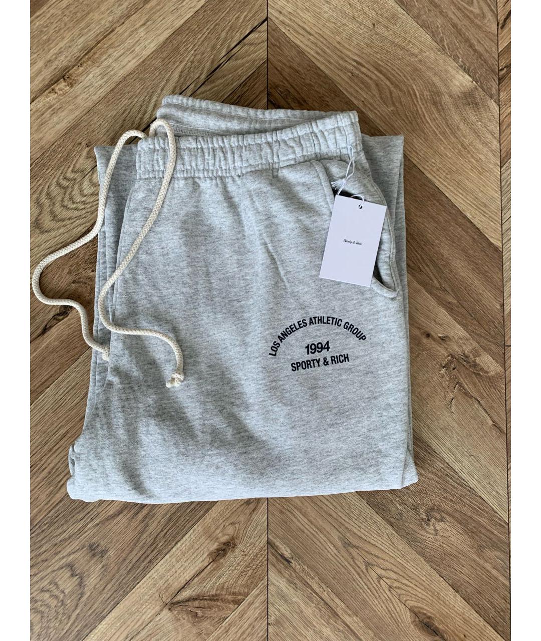 SPORTY AND RICH Серые хлопковые повседневные брюки, фото 2