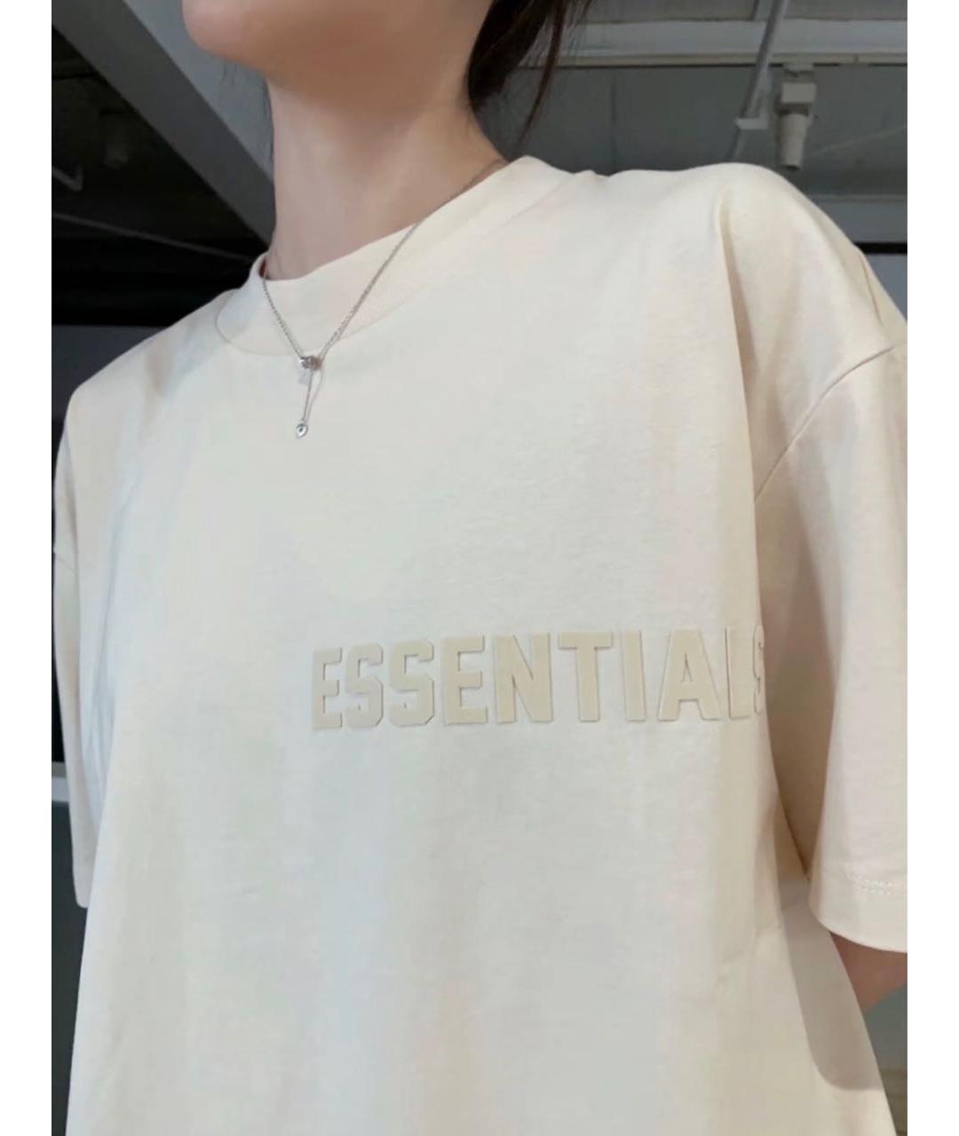 FEAR OF GOD ESSENTIALS Бежевая хлопковая футболка, фото 2