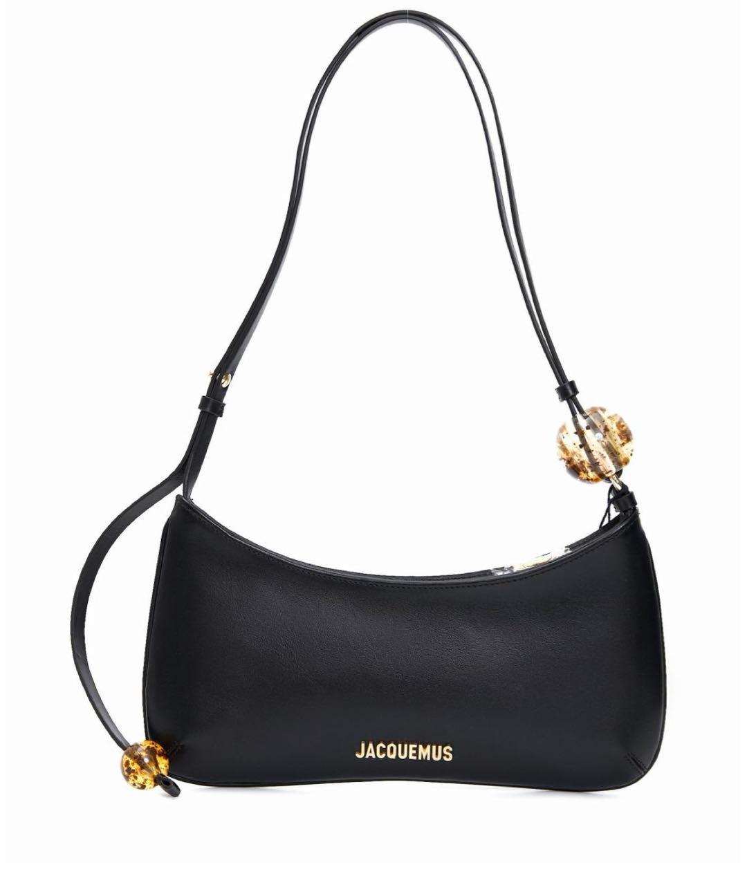 JACQUEMUS Черная кожаная сумка через плечо, фото 1
