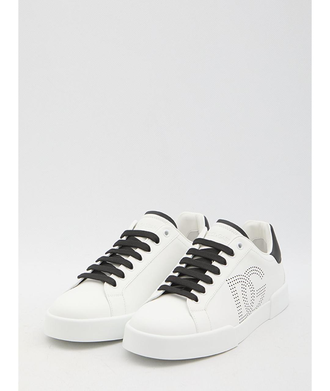 DOLCE&GABBANA Белые кожаные низкие кроссовки / кеды, фото 2