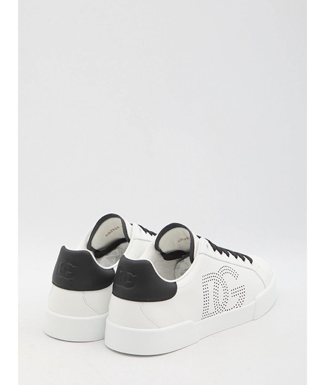 DOLCE&GABBANA Белые кожаные низкие кроссовки / кеды, фото 3