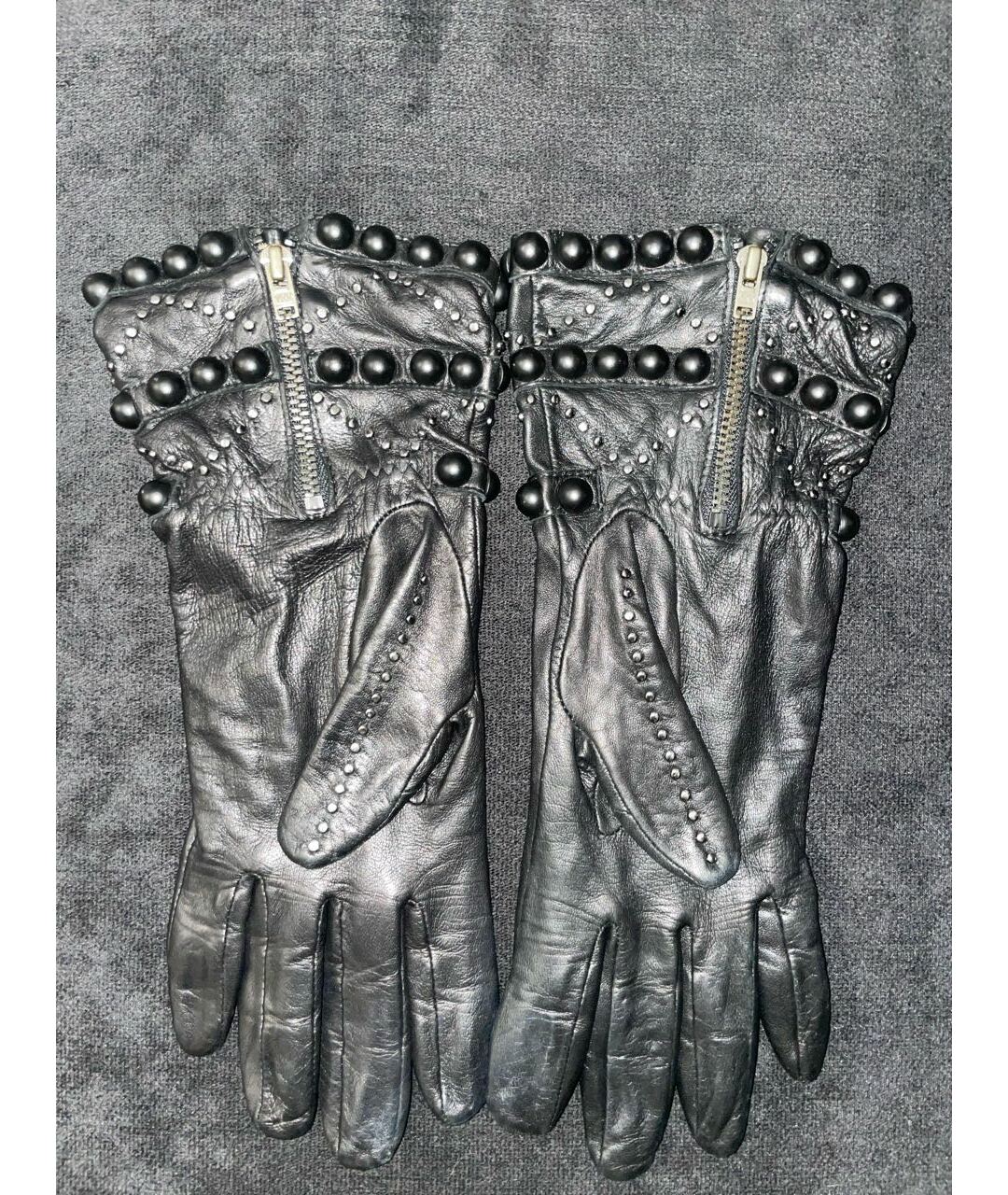 AGNELLE Черные кожаные перчатки, фото 2