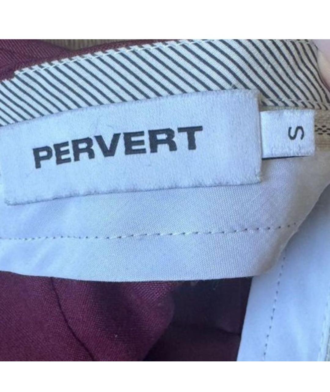 PERVERT Бордовые шерстяные прямые брюки, фото 8