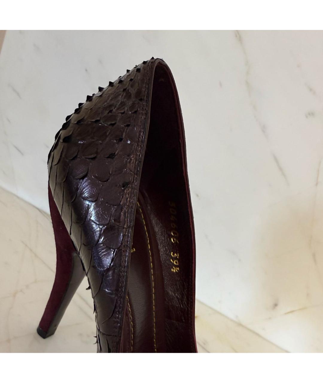 GUCCI Бордовые туфли из экзотической кожи, фото 5