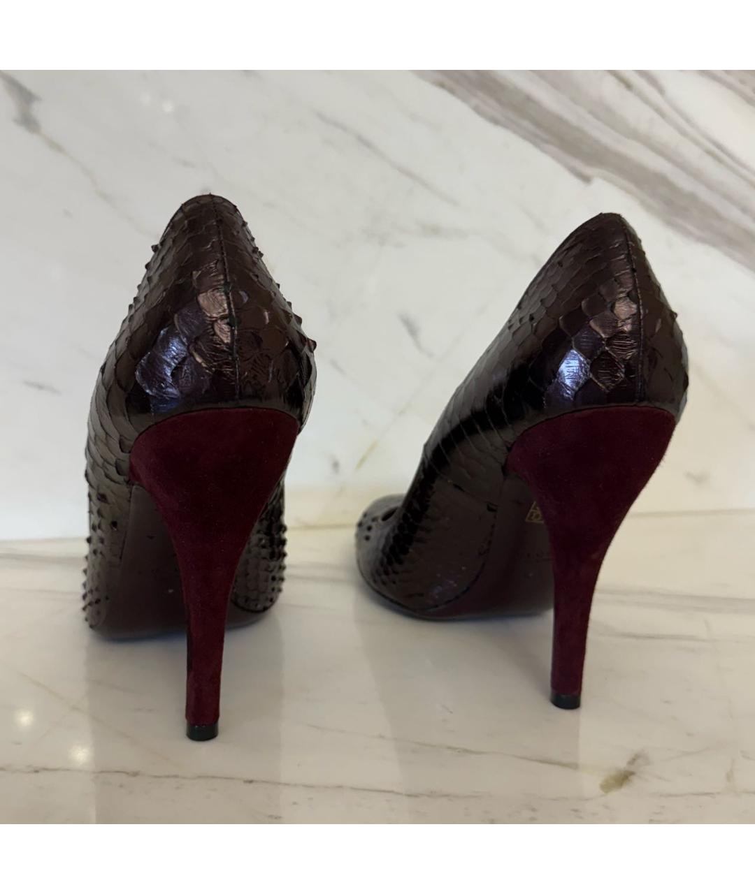 GUCCI Бордовые туфли из экзотической кожи, фото 4