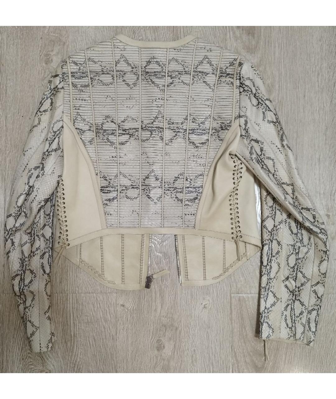 FERRAGAMO Бежевая куртка из экзотической кожи, фото 4