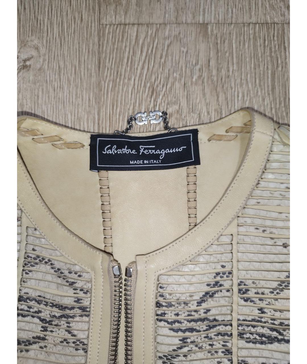 FERRAGAMO Бежевая куртка из экзотической кожи, фото 3