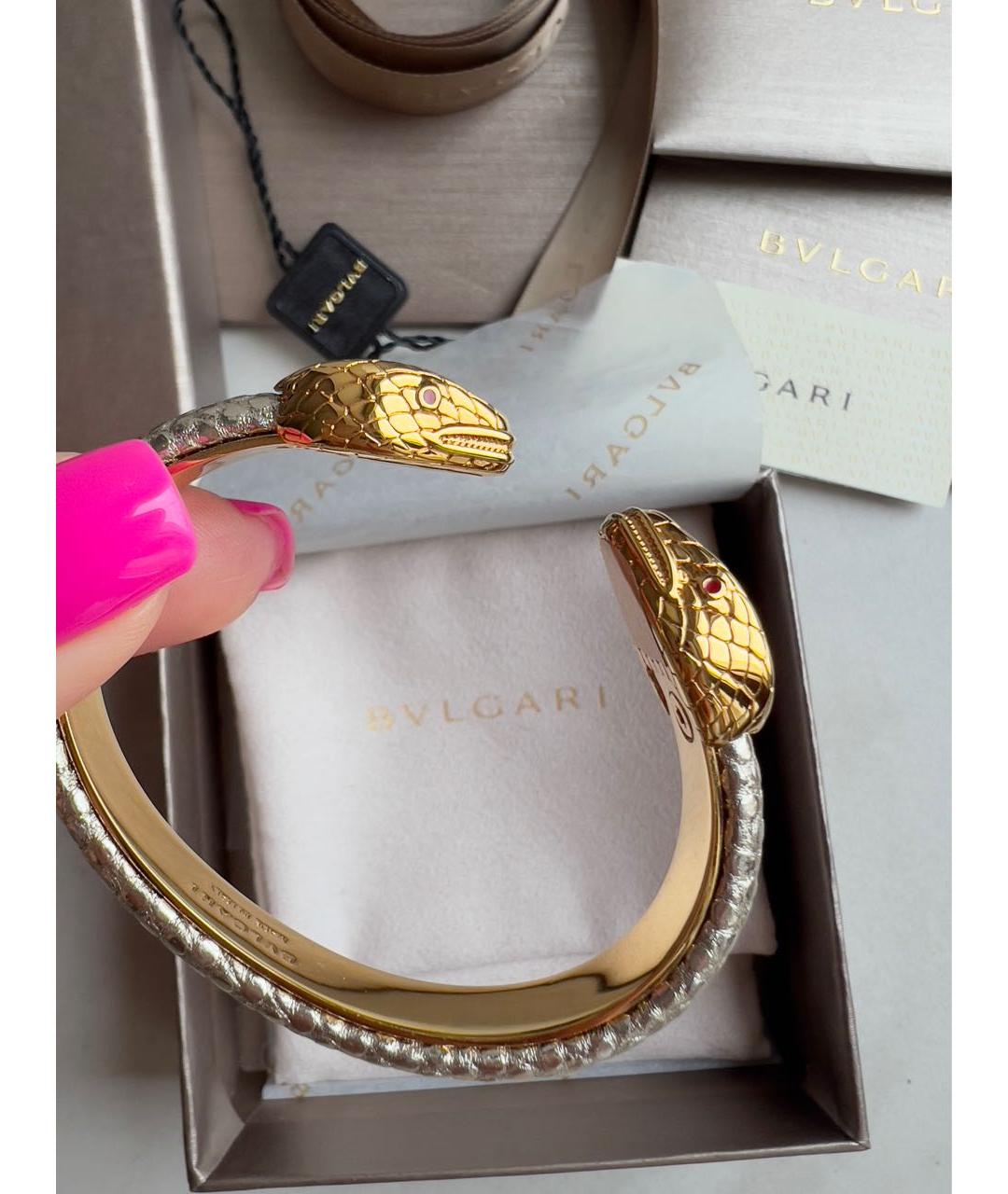 BVLGARI Бежевый кожаный браслет, фото 3